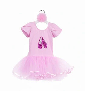 Dívčí baletní dres s tutu sukní a flitry – růžová baletka
